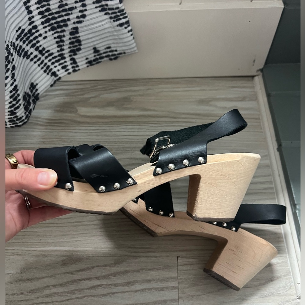 MIA open toe black clog ANJA Italian leather size 39
